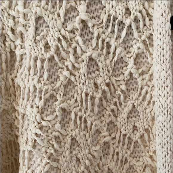 Anthropologie Akemi Kin Cream Ione Textured Tassel Oversized Cardigan Sweater OS - Picture 7 of 8